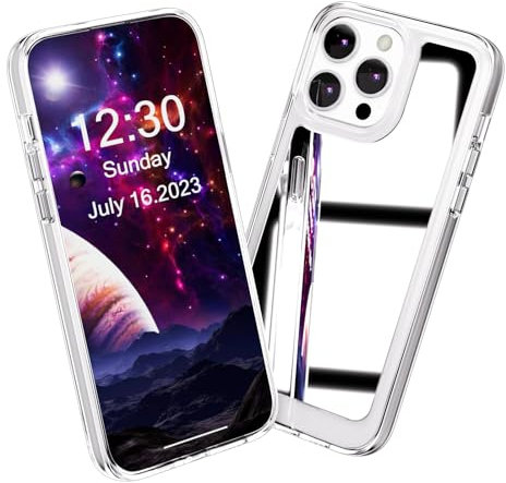 ZHOUDSAEIFD Case for iPhone 15 Pro Max, Soft TPU Crystal Clear Makeup Mirror Electroplated Phone Case for Women Girls, Anti-Scratch Shockproof Protective Case Cover for iPhone 15 Pro Max