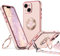 XYZ for iPhone 14 Case with Stand, Heart Lanyard for Girls Women, Luxury Cute Bling Protective Phone Cover for iPhone 14, Pink