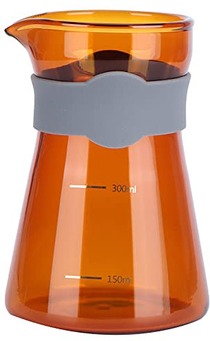 HERCHR Pour over Coffee Maker, High Borosilicate Glass Tea Decanter Manual Coffee Dripper Brewer with Protective Sleeve and Scale Line(brown)