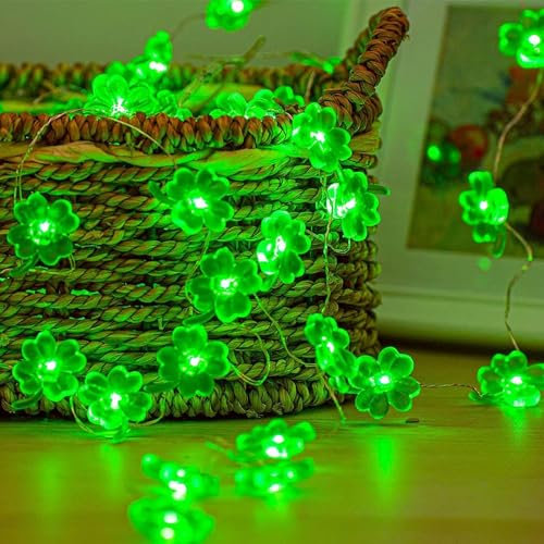 KINGCOO 9.8ft 30Led Glücksklee Kupferdraht Fee Dekorative Lichterketten Batteriebetriebene mit Fernbedienung Timer für Sommer Innen Schlafzimmer Weihnachten Hochzeit Party DIY Dekorationen