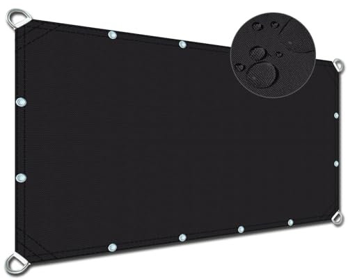 Balkon Sichtschutz Ohne Bohren 4.5x7.5m, UV-Beständigkeit Wetterfest Sonnenschutz Segel für Beschattung Mit Ösen Und Seil für Carport Garten Outdoor schwarz