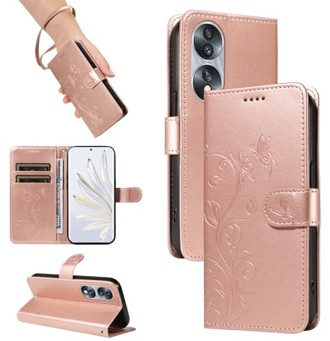 SRISHP Coque pour Honor 70, Housse Etui Portefeuille Cuir PU Multifonction, Magnétique Étui de Protection Compatible avec Honor 70, Or Rose