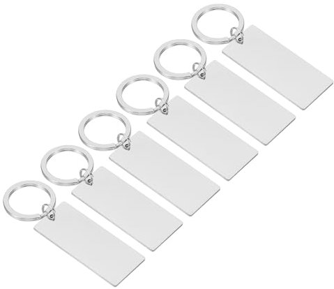 PATIKIL 6 Pcs de Placas de Estampado de Metal, Placas de Estampado Rectangulares en Blanco para Llaveros de Acero Inoxidable para Grabado Laser, Tono Plateado