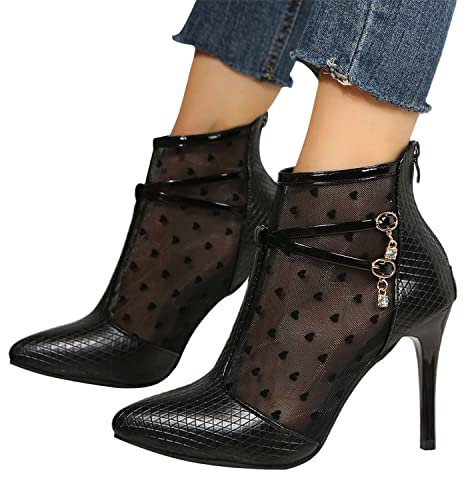 tinbarry Stivaletti Donna Stivali a Punta con Tacco a Spillo Stivali con Tacco Alto Stivaletti con Zip Stivaletti in Pelle Stivaletti Eleganti Alla Moda