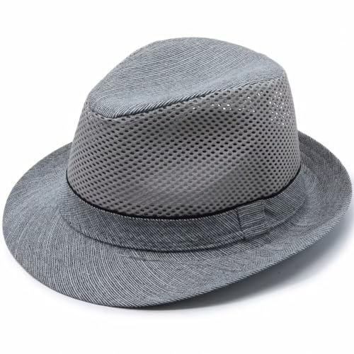 Plancholo Strohhut Fedora-Hut für Herren, Panamahut, Trilby-Hut, Netz-Sonnenhut für Sommer, Reise