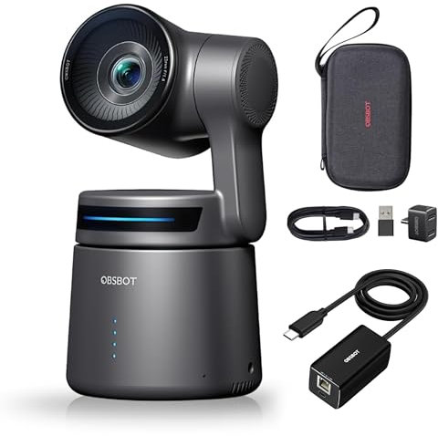 OBSBOT Tail Air NDI 4K Webcam Streaming with Ethernet Adapt, AI Tracking PTZ Camera with Intelligent APP, Gesture, HDMI/PoE/USB-C/Wireless Webcam, 60FPS Video Camera Live Streaming for Church/Worship