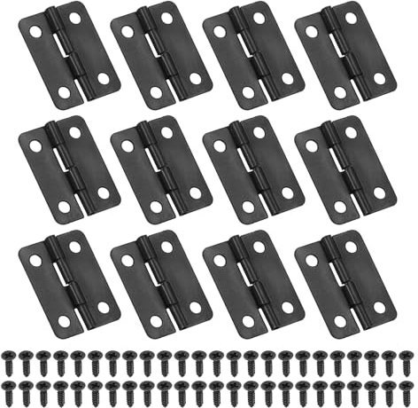 PATIKIL Small Butt Hinges 1 Inch, 12 Pack Mini Jewelry Box Hinge with Screw for Jewelry Wooden Boxes Cabinet Drawer Doors Gate, Black