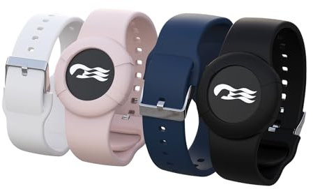 4 Pack Princess Cruise Medallion Holders for Kids and Adults, Silicone Wristbands for Carnival Ocean Medallion - 2 Sizes (S/M and M/L) in One Pack, Black and Dark Blue (M/L), Pink and White (S/M)