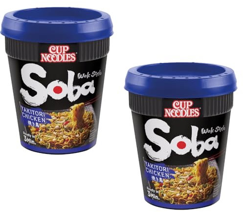 Soba Instant Wok Style Noodles Pot 90g - Instant Wheat Noodles (02 Pots, Yakitori Chicken)