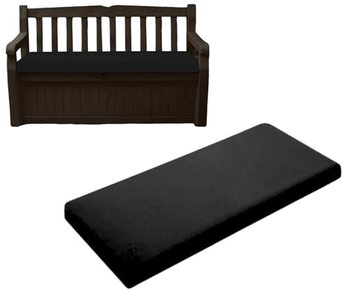 Royale Linens® Premium Outdoor Garden Bench Cushion Seat Pad 128x50 cm | Water Resistant Outdoor Cushions for Eden Storage Benches | Soft & Comfortable (Black)