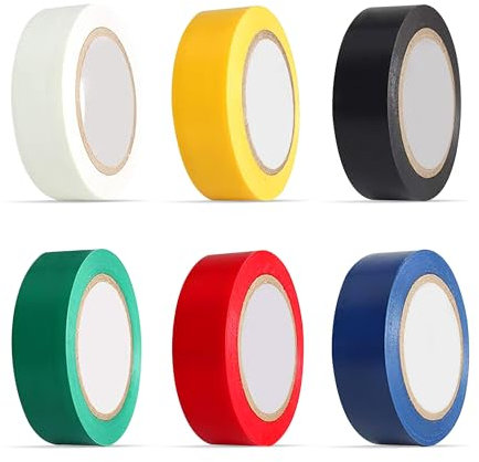 G4GADGET 6 rollos de cinta aislante eléctrica de PVC, 2,7 m x 18 mm, paquete multicolor, impermeable, resistente a los rayos UV