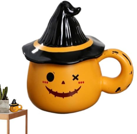 Virtcooy Tazze da caffè fantasma, tazze di Halloween - Tazza da caffè fantasma di Halloween - Tazze divertenti Tazza fantasma con coperchio, tazze in ceramica spettrali Tazza fantasma di