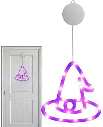 Dreuhuing Luci di Halloween per finestre, luci per finestre di decorazioni di Halloween,Luci di Halloween con ventosa - Luci di Halloween a batteria per la casa, festa di Halloween al coperto con luce
