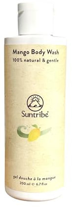 Suntribe Gel de ducha de mango natural, 200 ml, 100% natural, vegano, revitalizante y nutritivo para una sensación suave en la piel, limpieza suave sin parabenos ni siliconas