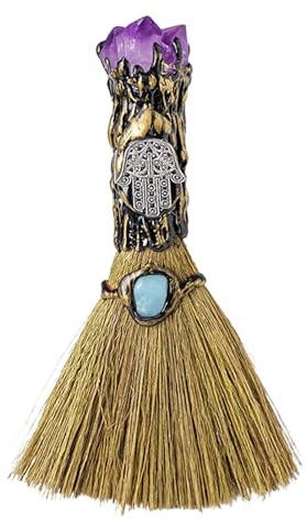 Escoba de Bruja de Natural - Escoba de Altar Wiccan de Bruja, decoración de brujería Hecha a Mano | Escoba de Natural auténtica, Escoba de Varita de mística, Suministros de alt