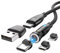 VISAGLOR Câble de charge magnétique USB C 9 broches 2 m, 360 ° et 180 °, PD60W Charge rapide 6 en 1 USB C/A vers type C pour type C/Micro USB/i-Products/Galaxy S22/S23/S23 Ultra/MaBook/PadPro