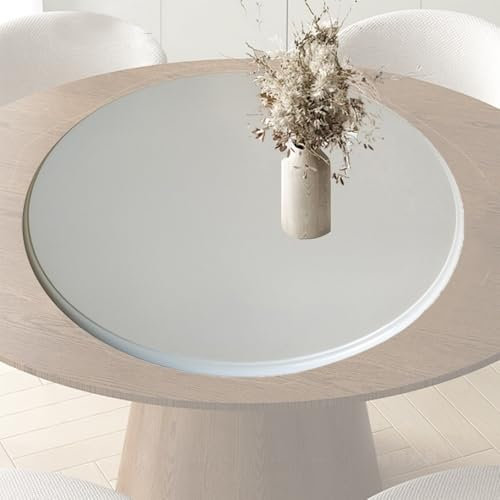 BGBZHMMEE 60/70/80/90cm Holz Lazy Susan Drehteller 360 ° Drehbar Tischplatte Servierplatte Esstisch Tablett, Einfaches Teilen Von Speisen ﻿(White,120cm/50in)