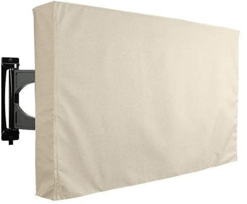 TV Covers Outdoor Outdoor TV Screen Dust Cover, Black LCD Television Set, Water Proof Resistant Protect Bag TV cubierta(Rice white,36-38inch)