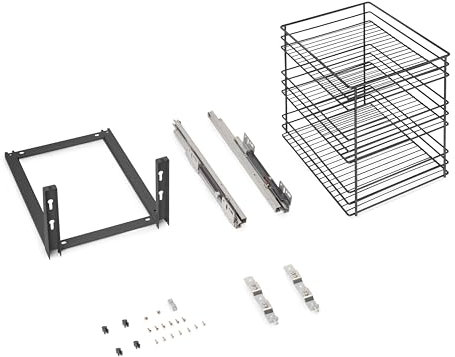 Emuca - Chariot Coulissant Titane, Fixation inférieure, Fermeture amortie, pour modules de Cuisine de 400mm, Acier, Gris Antracite
