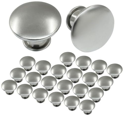 Cjueiom 12Pcs Kitchen Cabinet Knobs, Silver Door Knobs, 30mm Round Metal Cabinet Pulls with Matching Screws for Drawer Dresser Cupboard Wardrobe