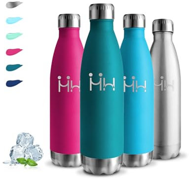 Gourde Isotherme, Gourde 500ml, Sans BPA, Gourde Enfant, 24h Froid & 12h Chaud, Gourde Inox, Anti Fuite, Bouteille Isotherme, Facile à Transporter, Gourde Metal, pour École, Bureau, Camping, Voyage