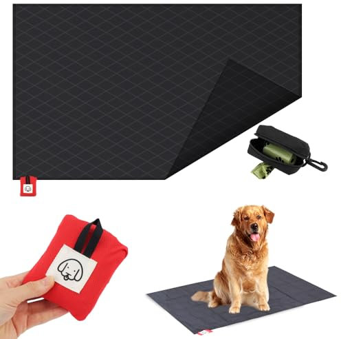 FIDWALL Outdoor wasserdichte Haustierdecke, entfaltet 110 x 70 cm, faltet sich zu einer extra kleinen (7x9x4 cm) Haustier-Reisematte, aus Nylon, tragbare Campingdecke für Haustiere unterwegs, mit Kotb