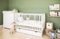 ZEEBRA - Babybett Wickelkommode, Kinderbett 2w1 Bett Grześ - Dreistufige Einstellung für Nicht Sitzendes, Sitzendes und Stehendes Kind - mit Schublade - Set mit Wickeltisch Classic, Weiß
