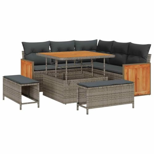 vidaXL Garten-Sofa-Set 8 pcs Grau, Dunkelgrau 100 x 100 x 71 cm, Garten und Terrasse, modernes Outdoor-Loungesofaset, langlebige Möbel, Bequeme Sitzgelegenheit, entspannen auf der Veranda