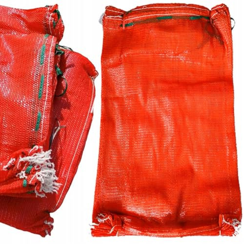 Rosfix – Raschelsack Rot 60x90 cm | Kapazität 30-35 kg, 100 Stück | Universal für Landwirtschaft, Kaminholz, Bauabfälle | Wiederverwendbare Verpackungsbeutel