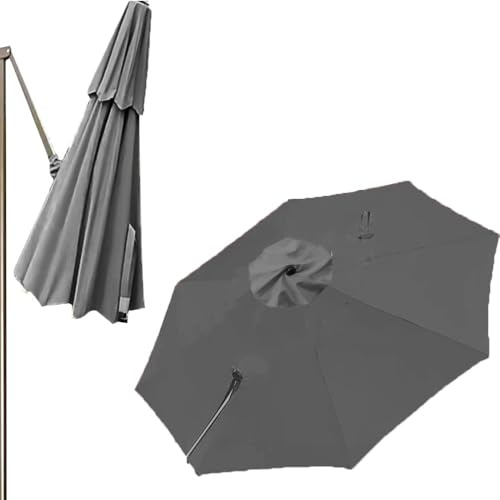 QSPNVFB 300cm Rond Auvent De Parasol Déporté 8 Baleines Toile De Rechange Pour Parasol De Piscine Jardin, Couverture De Rechange Pour Parapluie Déporté(Grey,Single top-3m(10ft))