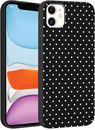 Yirlbey Gepunktet Handyhülle für iPhone 11 Hülle 6,1, Aesthetic Weiß Polka Dot Muster Motiv Design für Mädchen Schutzhülle Weiche Bunt Schwarz Silikon TPU Bumper Ultra Dünn Bumper Case, Punkte