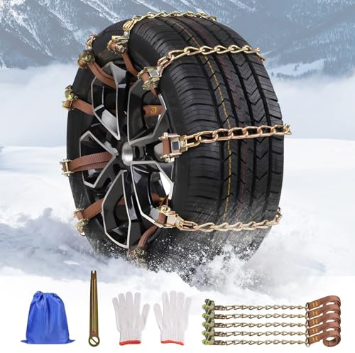 SilverChry Schneeketten Auto, 10 Stück Schneeketten Metall Universal, Optimaler Grip & Einfache Montage, Anfahrhilfe Snow Chains, Reifen Ketten Schnellmontage für PKW,LKW,SUV (Reifenbreiten 165–265mm)
