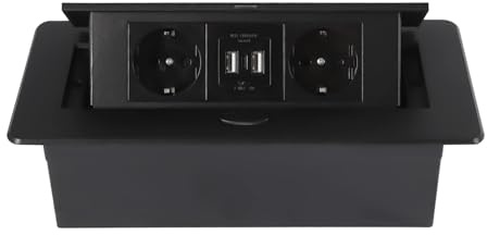 Pop-up Steckdose mit 2 USB & 1 Typ-C | Versenkbare Tischsteckdose aus Aluminiumlegierung | 2 Euro Standard Steckdosen | 4000W, 16A 250V | Für Küche, Büro, Konferenzraum