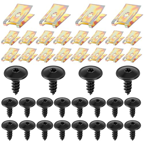 DOPENSPI 20 Sätze Schraube Mutter Clip, Unterboden Unterfahrschutz Schraube | U Typ Schrauben, Car Unterfahrschutz Screws and Nut Clip Kit für Adlauf Abdeckung Unterboden