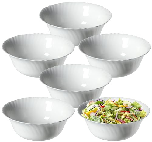 KADAX Schüssel ∅ 23 cm, 6er Set, Schale aus gehärtetem Glas, Obstschale, Salatschüssel, Dessertschale, Müslischüssel, Suppenschale, Snackschale, Spülmaschinenfest (Weiß)