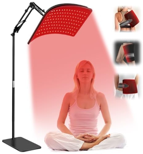 Rotlichtlampe 630/660/850/940 nm, 2-in-1 Abnehmbar Infrarotlampe mit 120 LED, 5-stufig Einstellbar, Multifunktionale Rotlicht-Therapiepad für Taille Beine Schultern Gesicht Füße Bauch und Handgelenke