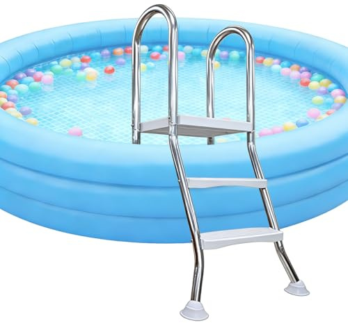 Scala per piscina fuori terra, ingresso e uscita su entrambi i lati, design antiscivolo, elevata capacità di carico