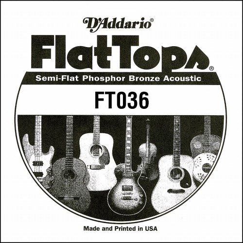 D'Addario .036 Semi-Flat Phosphor Bronze Single String for Acoustic Guitar
