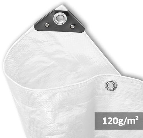 NOOR Abdeckplane Hobby - 120g/m² - 4x6 m - Weiß - Allzweckplane für Schutz vor Witterung - Ideal geeignet für den Garten - UV-stabil, beidseitig beschichtet, wasserfest, abwaschbar & langhaltig