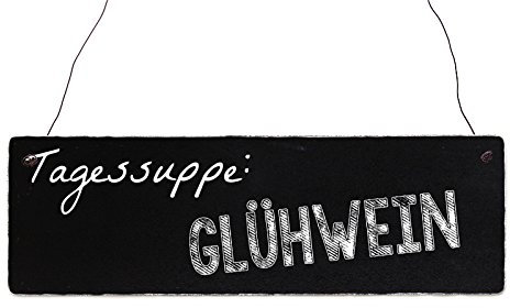Interluxe Holzschild TAGESSUPPE GLÜHWEIN Winter Lustig Weihnachtsmarkt Getränk