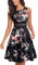 HOMEYEE Robe de Cocktail au Genou brodée Florale sans Manches à col Ras du Cou pour Femme UKA079 (EU 44 = Size XXL, Noir + Floral)