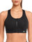 Yvette Sport BH Starker Halt Vorderverschluss Große Größe Mesh Ringerrücken für Lauf Joggen Reiten, Schwarz, M, Große Größen
