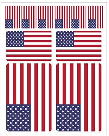 Generisch 10 Stück Flaggen Aufkleber USA Set | Sticker United States of Amerika Autoaufkleber