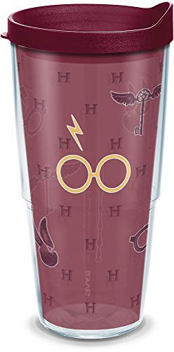 Tervis Harry Potter Gobelet isotherme à double paroi avec verres bordeaux et dorés Fabriqué aux États-Unis, 680,4 g, classique