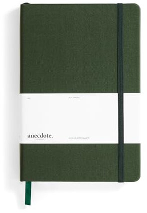 ANECDOTE. Notizbuch, liniert, fester Einband, liniert, dickes 100 g/m² Papier, A5-Größe 21,1 x 13,7 cm, Verwendung für Schule, Büro, Zuhause oder Geschäft, (Evergreen)