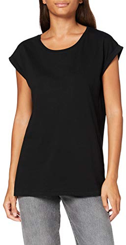 Build Your Brand Ladies Organic Extended Shoulder Tee, Black, 4XL