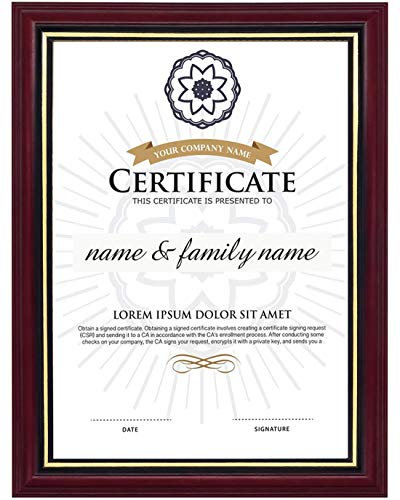 GraduationMall A4 Urkundenrahmen Dokumentenrahmen Hölzern Glas Bilderrahmen Wand & Tischrahmen Mahagoni mit Goldenen Rand