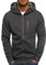 Mens Hoodie Sweatshirt Jackets Lightweight Long Sleeve Zipped Hoodie Jumper Tops Sweater Dark Grey XL