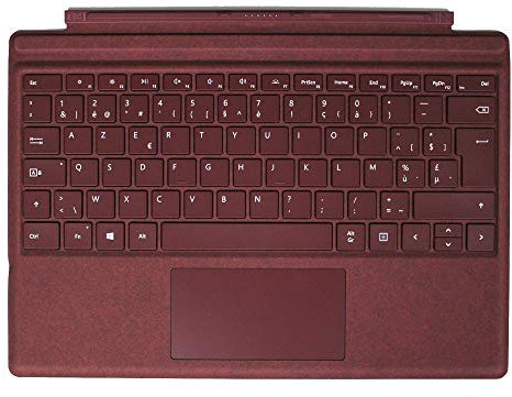 Microsoft Surface Pro Type Cover Belgian/Belgium AZERTY Backlit Alacantara Keyboard - Red, Compatible with Surface Pro 3/4/2017/5/6/7/7+