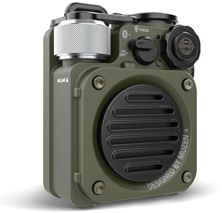 MUZEN Wild Mini Bluetooth Lautsprecher, Klein Speaker Bluetooth Outdoor Camping IPX5 Wasserdicht mit Taschenlampe, Tragbare Musikbox Robuste Gadgets aus Metall Geschenk für Papa männer